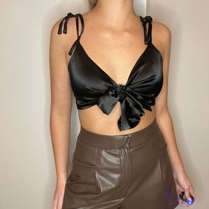Black crop top that ties in the front size small
